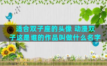 适合双子座的头像 动漫双子这是谁的作品叫做什么名字